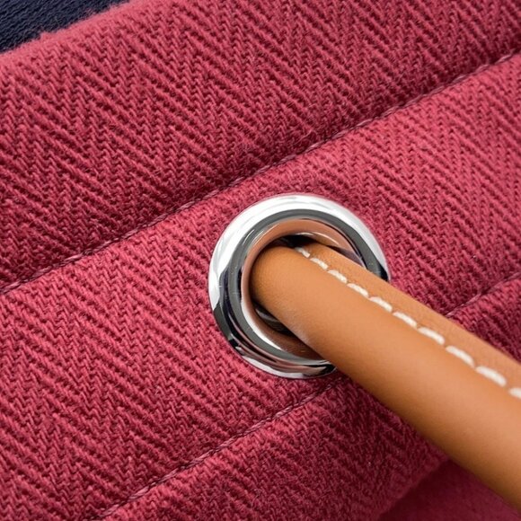 HERMES Sack Aline Size MM Toile Chevrons/Barenia Leather Rouge H/Gold - Picture 6 of 10